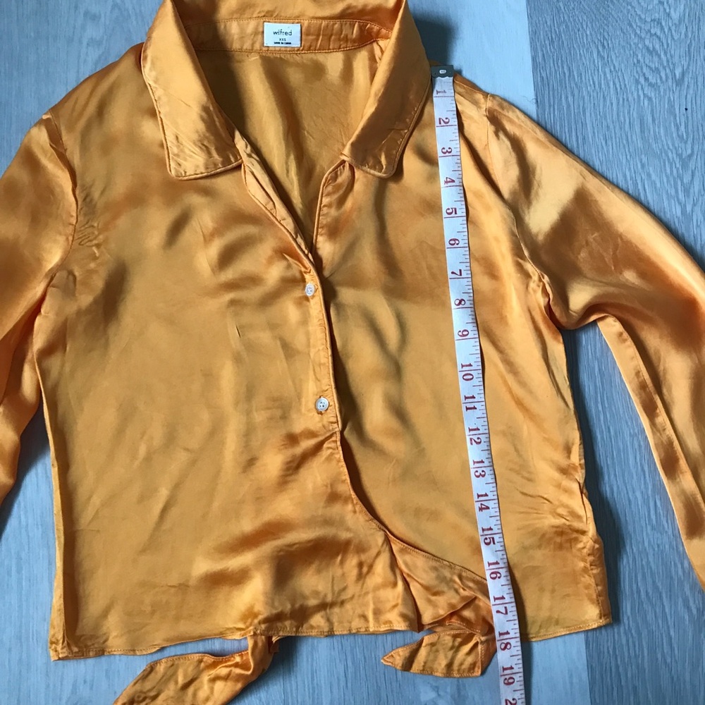 WILFRED SATIN CROP TOP LONG SLEEVE BUTTON BLOUSE WOMENS 2XS - Picture 6 of 10